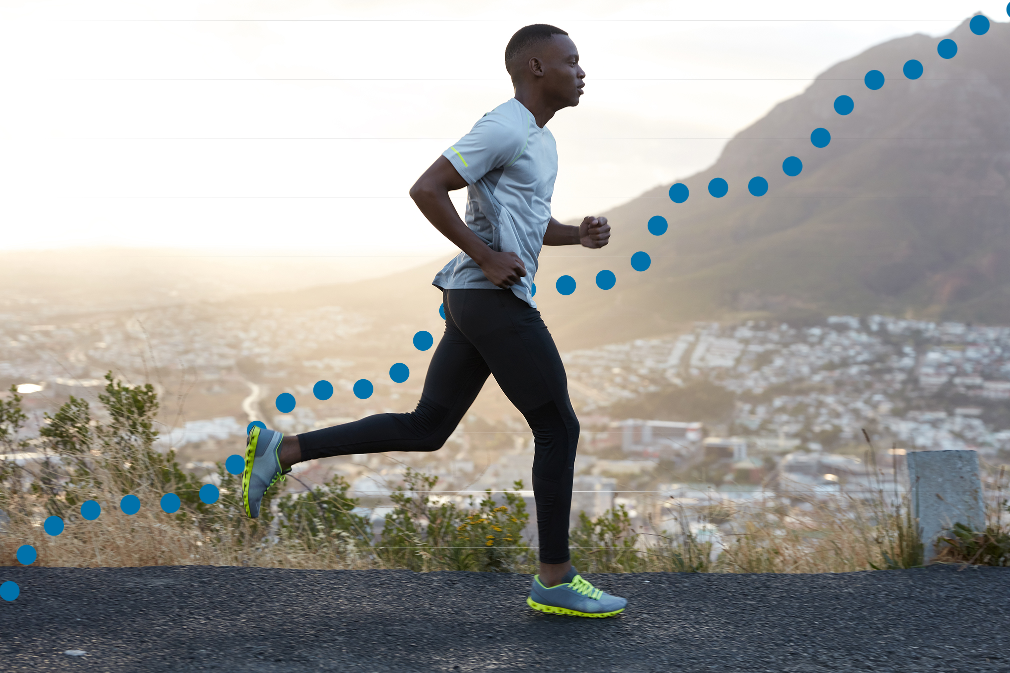 Runner progression tracking with upward trend