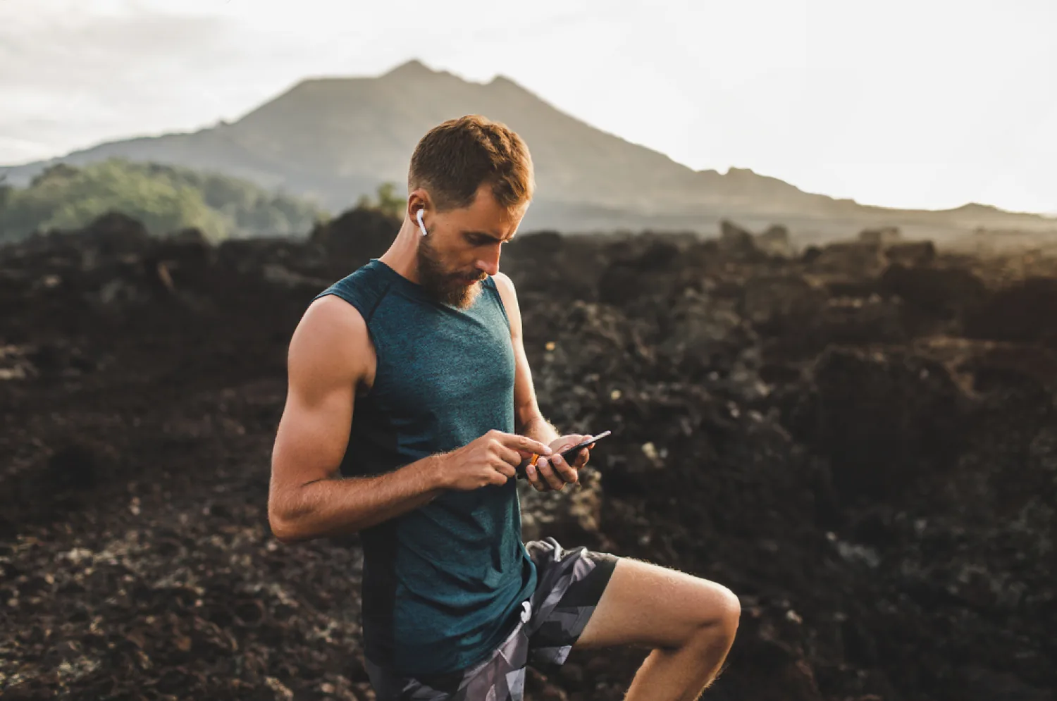 Runner checking NXT AI on phone