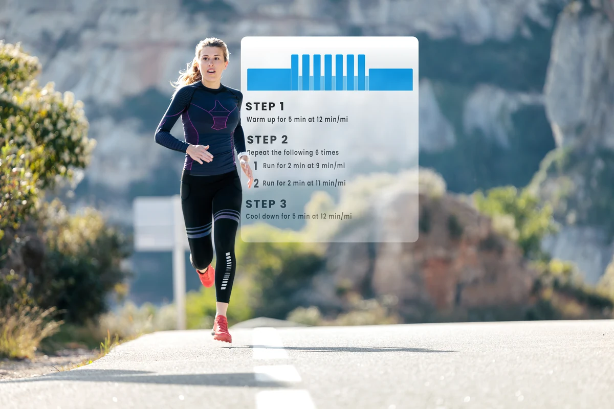 Runner with structured workout card
